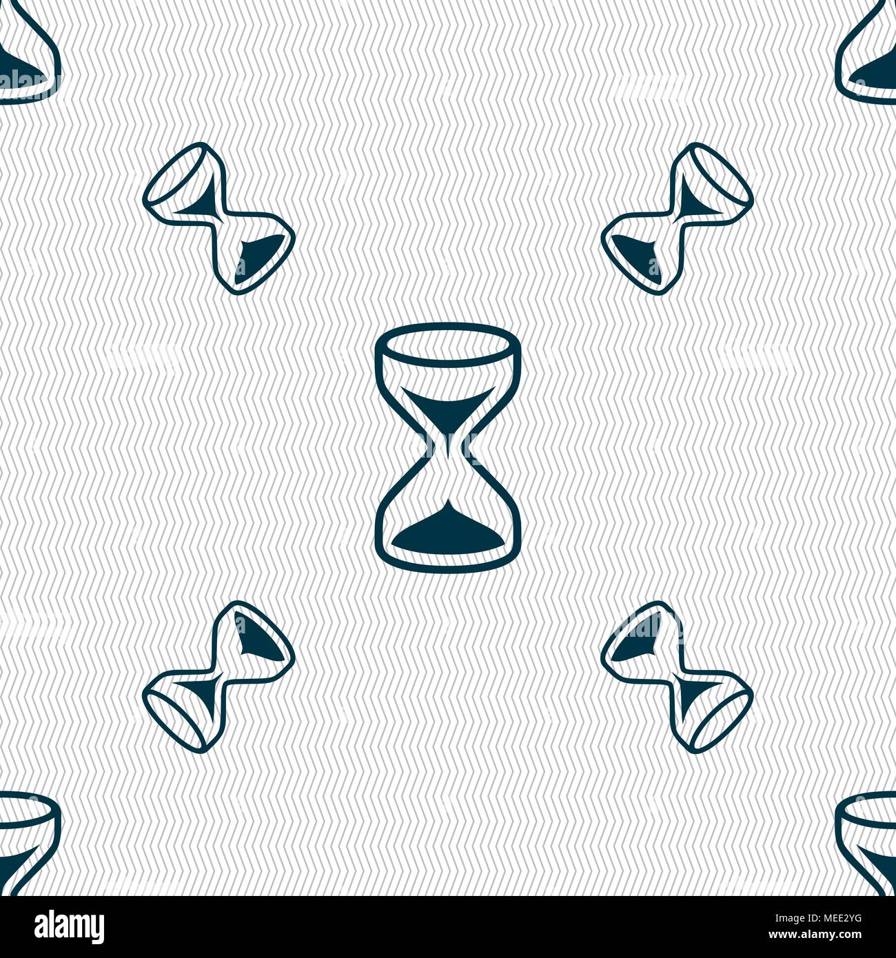 Hourglass sign icon. Sand timer symbol. Seamless pattern with geometric texture. Vector illustration Stock Vector