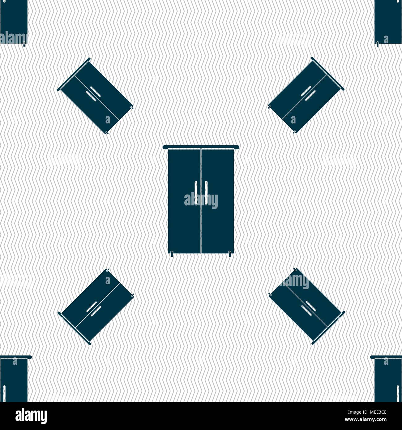 Cupboard icon sign. Seamless pattern with geometric texture. Vector illustration Stock Vector