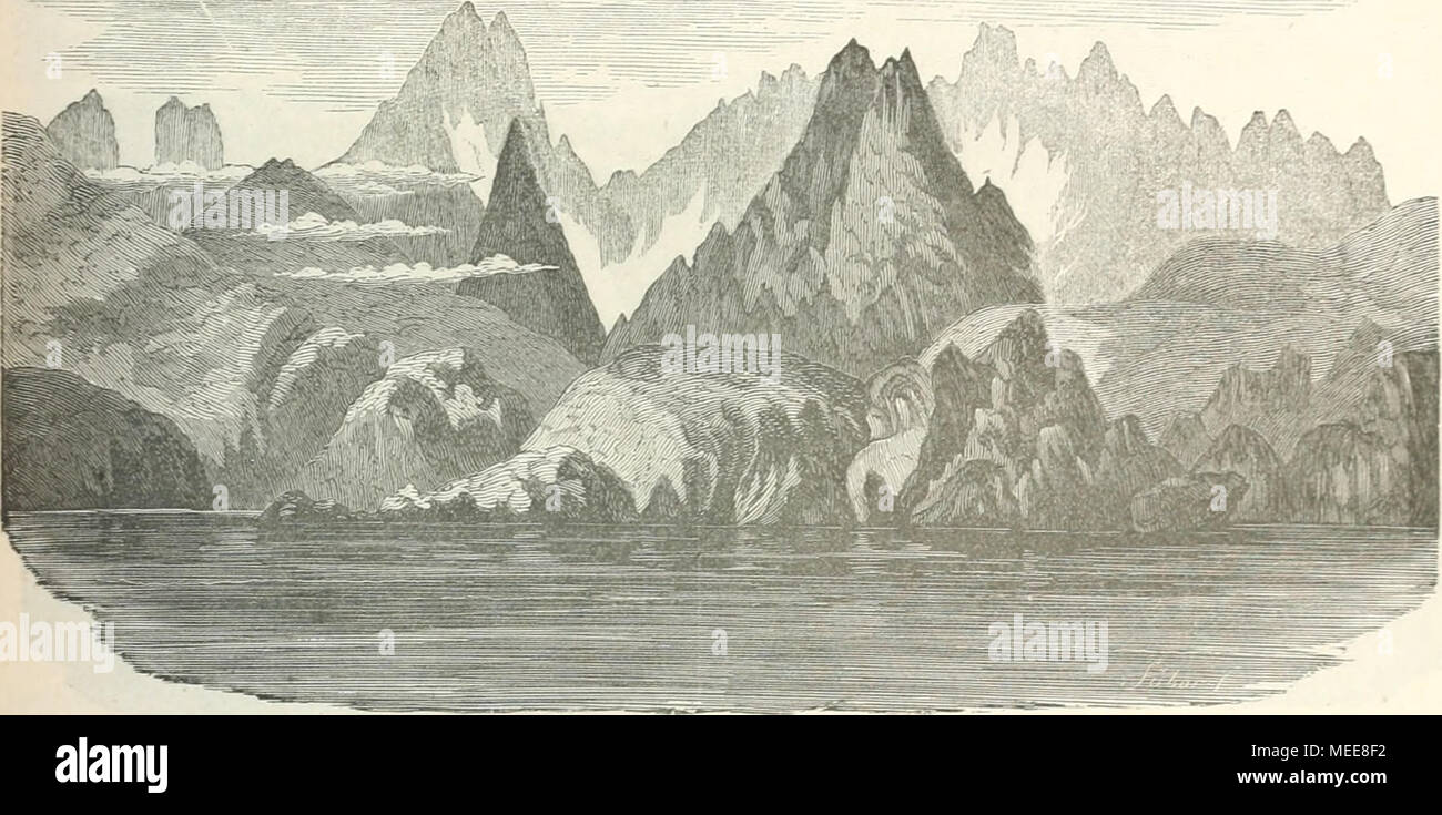 . Die culturpflanzen Norwegens . Raftsund in Lofoten. (Fig. 7.) Die Hauptbestandteile des norwegischen Felsengebildes sind Granit, Gneis, Glimmer- und Horn- blendeschiefer nebst Quarzit. Aus diesem Grunde entspringen, buchstÃ¤blich, nicht allein die Ã¤usseren For- mationen, sondern auch die Vegetationsverhaltnis.se des Landes. Daher nÃ¤mlich der vorherrschende Wald- reichthum, daher der langsame Wachsthum dieser WÃ¤lder, daher die schlanke HÃ¶he des Nadelholzes, daher die engen Jahresringe, daher aber auch der hohe Werth des norwegischen Holzgewirkes. In einem nicht geringen Theile des sÃ¼dÃ¶s Stock Photo