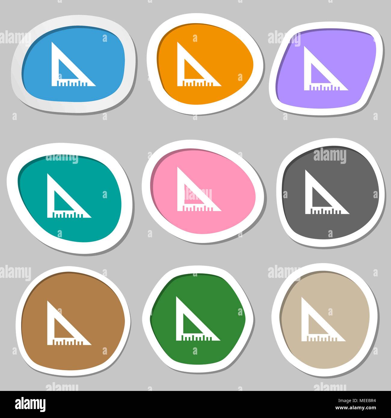 ruler symbols. Multicolored paper stickers. Vector illustration Stock ...