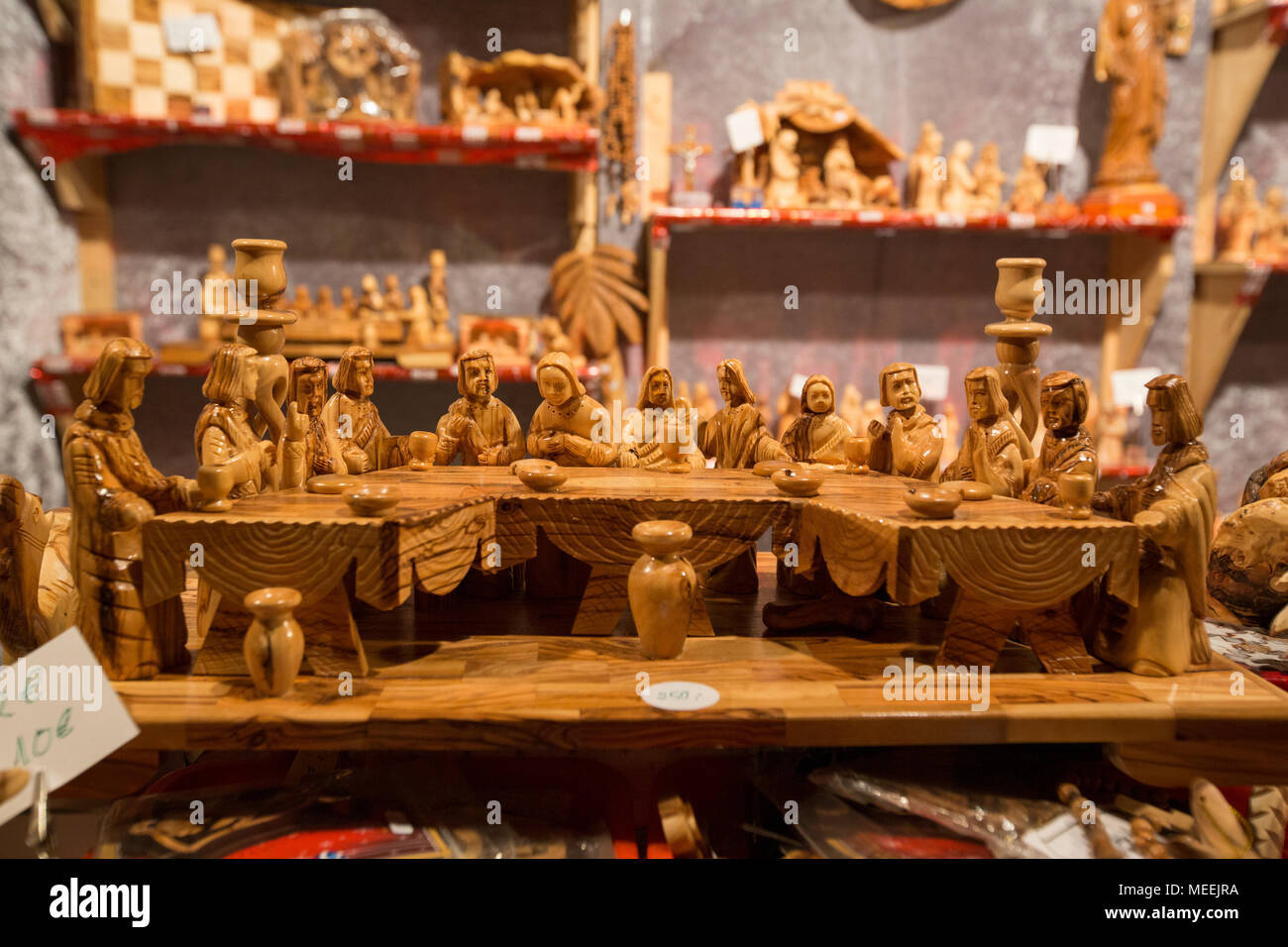 Traditional handicrafts on sale at the traditional Christmas market in