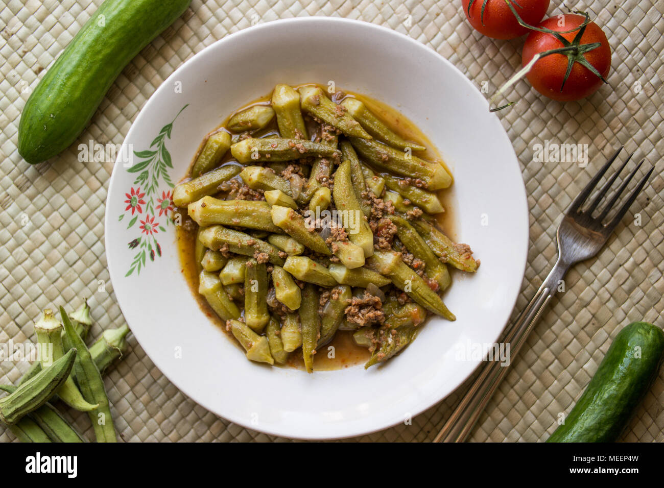 Turkish Okra Food Bamya Stock Photo Alamy