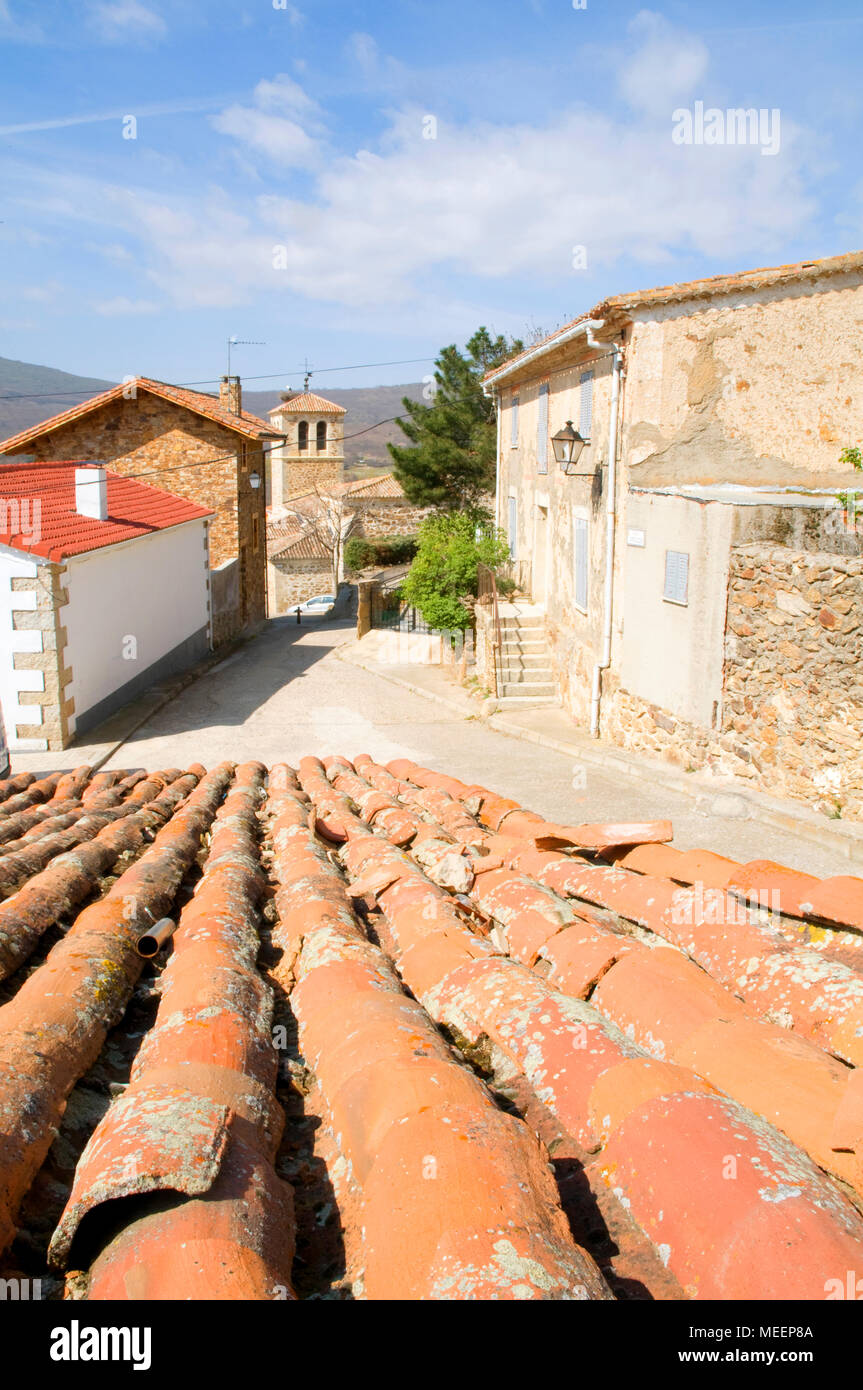 View from a rooftop. Garganta de los Montes, Madrid province, Spain. Stock Photo