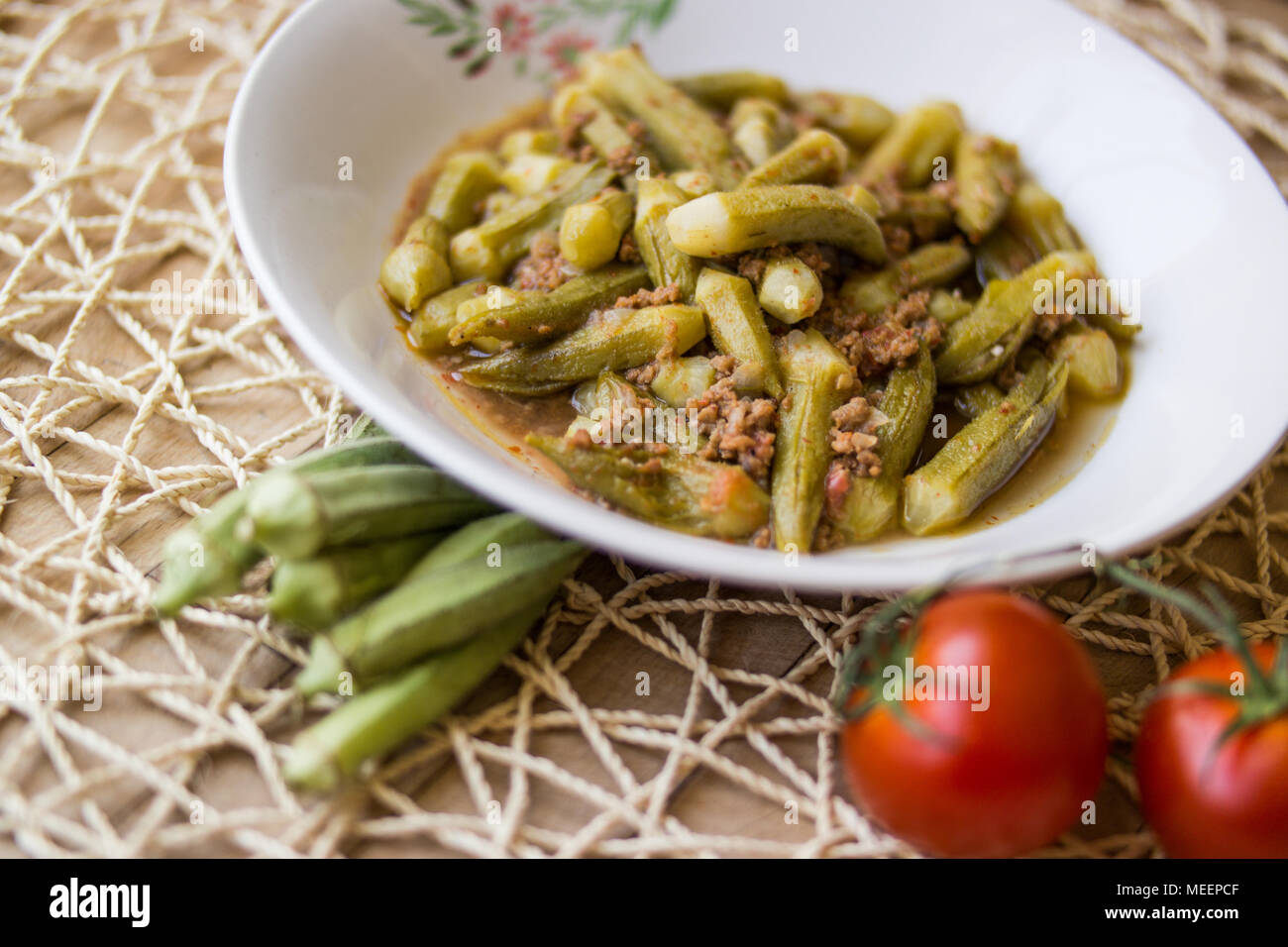Turkish Okra Food Bamya Stock Photo Alamy