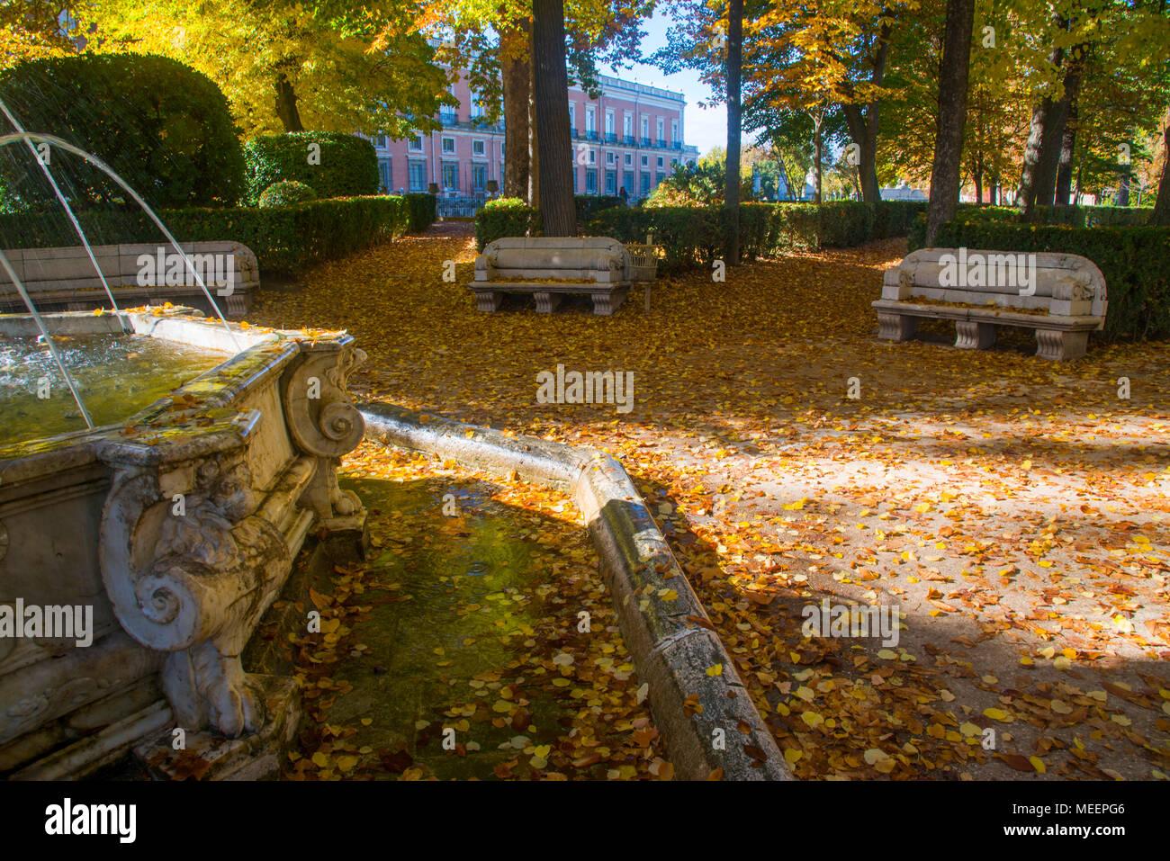 La Isla Gardens in Autumn. Aranjuez, Madrid province, Spain. Stock Photo
