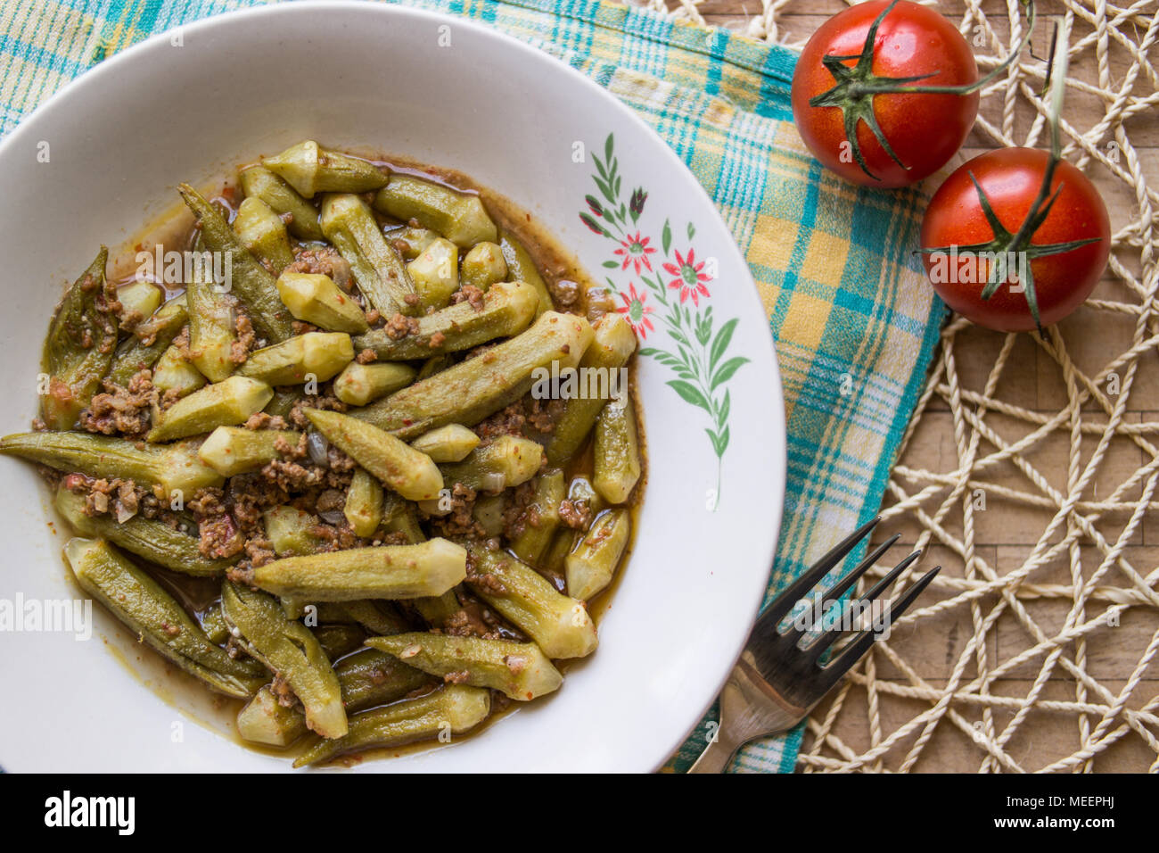 Turkish Okra Food Bamya Stock Photo Alamy