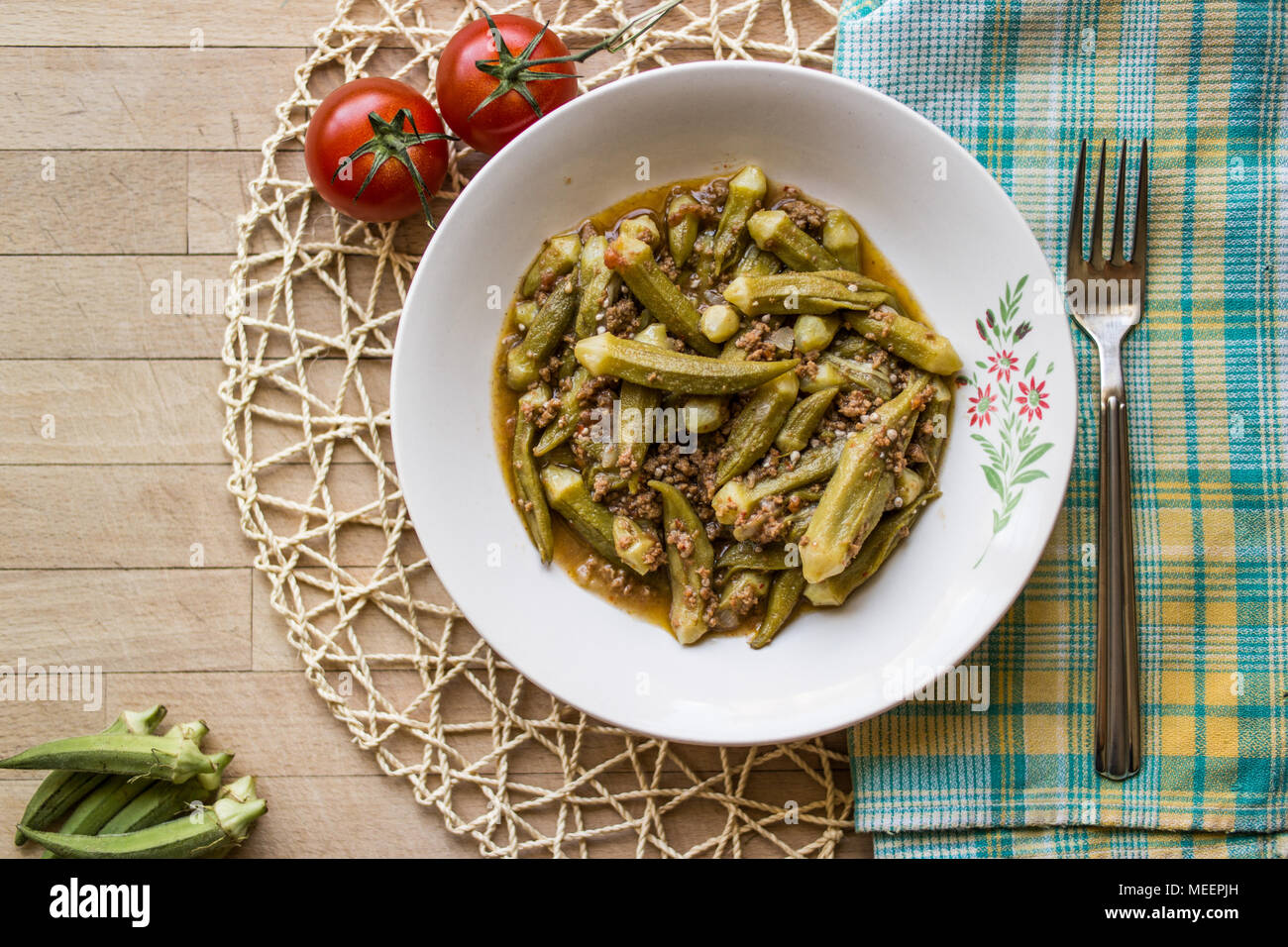Turkish Okra Food Bamya Stock Photo Alamy