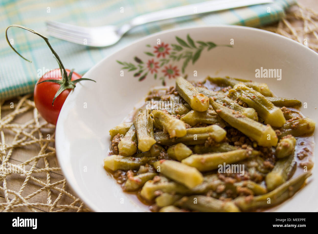 Turkish Okra Food Bamya Stock Photo Alamy