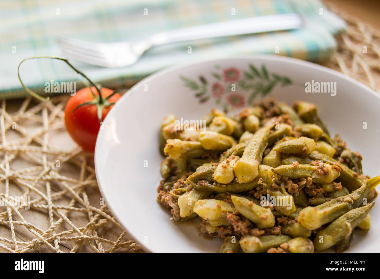 Turkish Okra Food Bamya Stock Photo Alamy