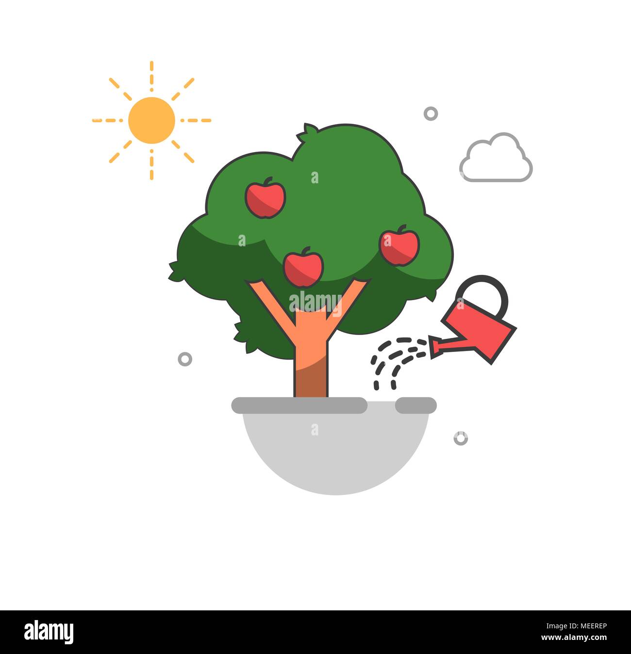 Timeline infographic of planting tree process, business concept flat design Stock Vector