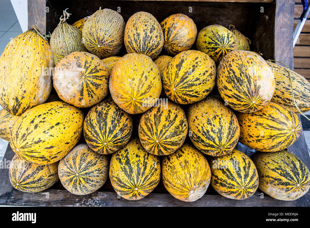 Melons at the supermarket / greengrocer Stock Photo Alamy