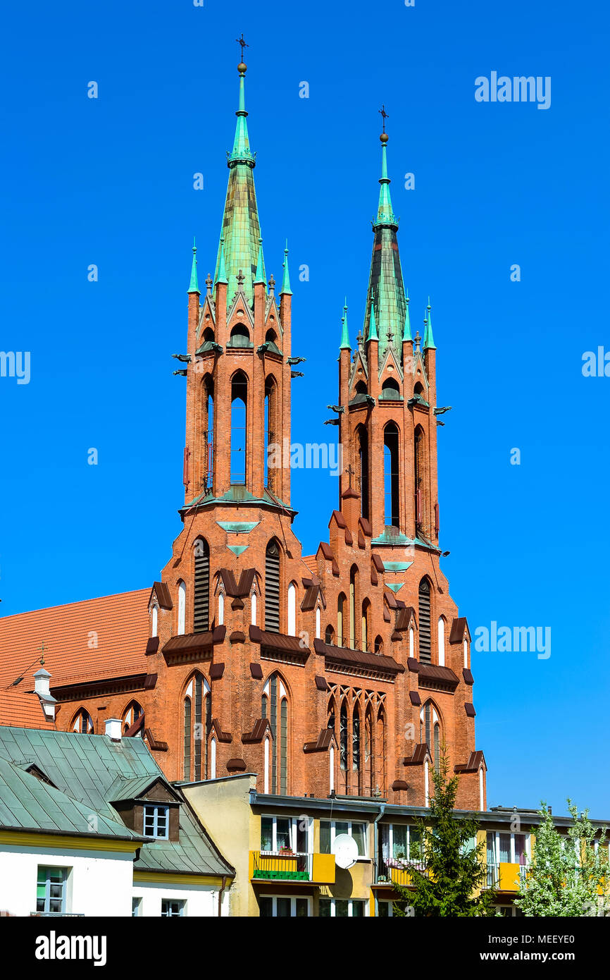 Cathedral Basilica of Assumption of Blessed Virgin Mary in Bialystok, Poland. Gothic architecture of red brick - religious memorial and place of worsh Stock Photo