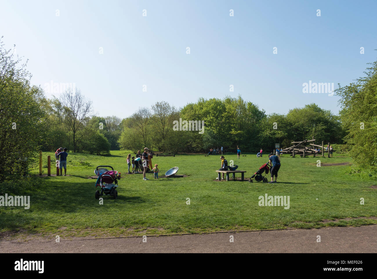 people enjoying Milton park play area Stock Photo