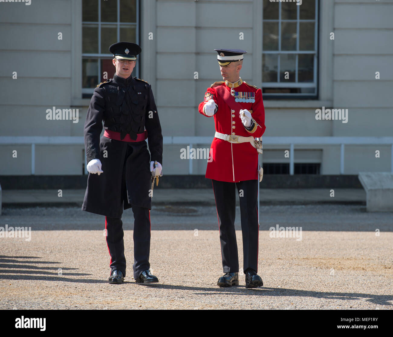 Daily inspection of Guardsmen at Wellington Barracks parade ground ...