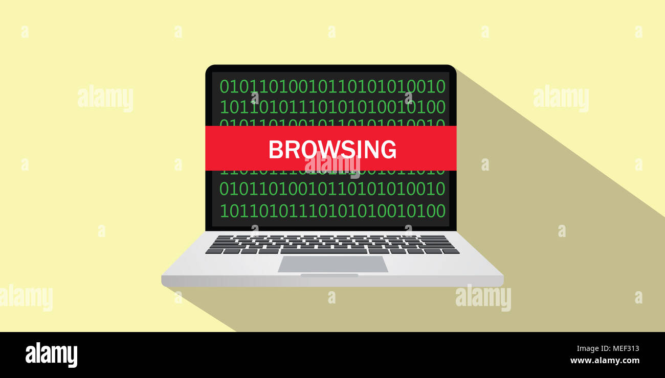 browsing concept sign illustration with laptop and text on the screen ...