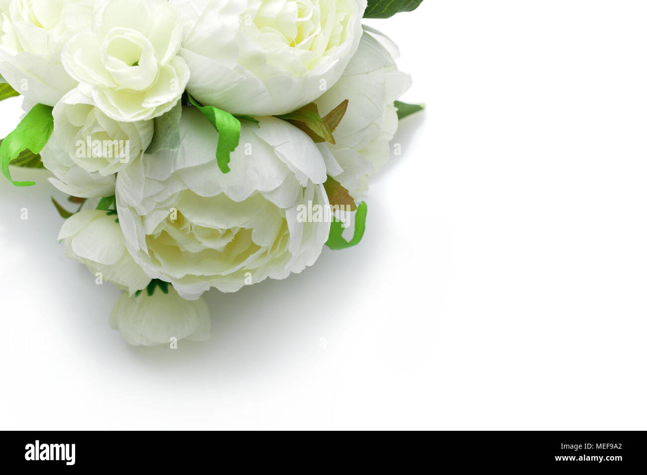 bouquet of peony flowers isolated on white. studio shot. copy space. Stock Photo