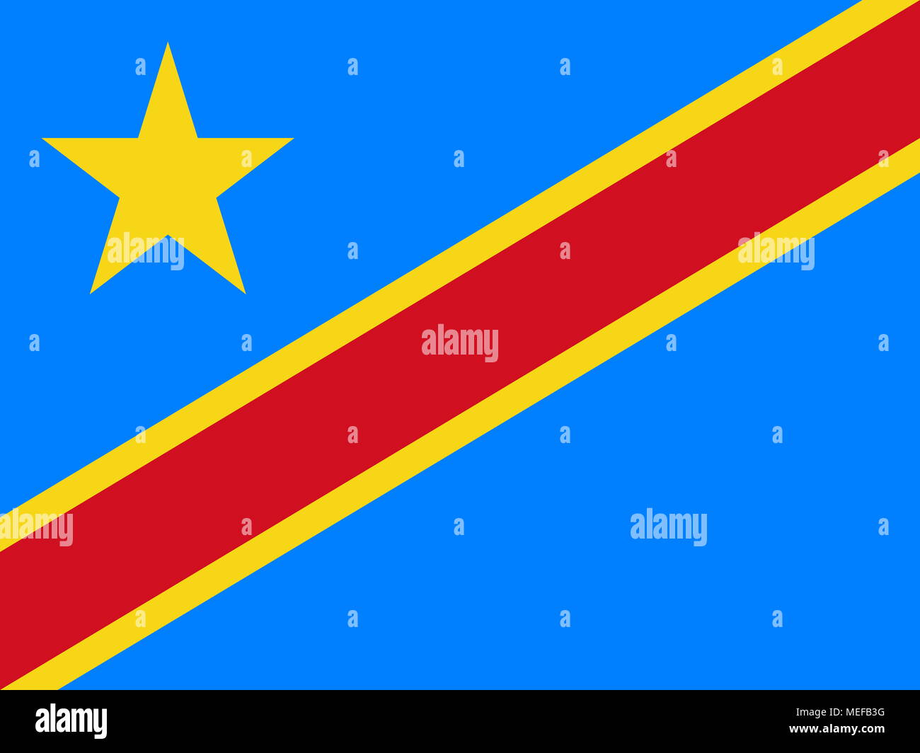 Official Large Flat Flag of the Democratic Republic of the Congo Horizontal Stock Photo