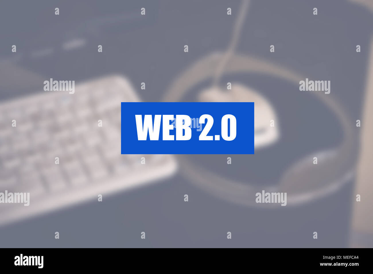 Web 2.0 word with business blurring background Stock Photo