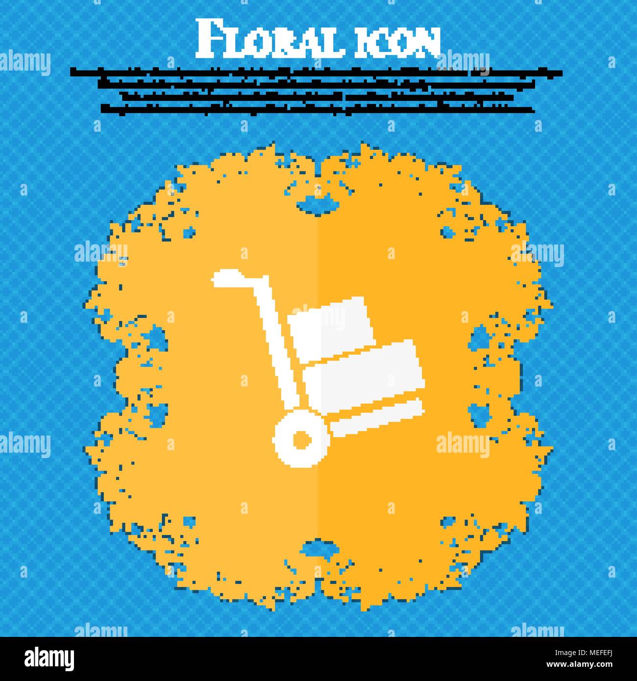 Loader icon. Floral flat design on a blue abstract background with ...