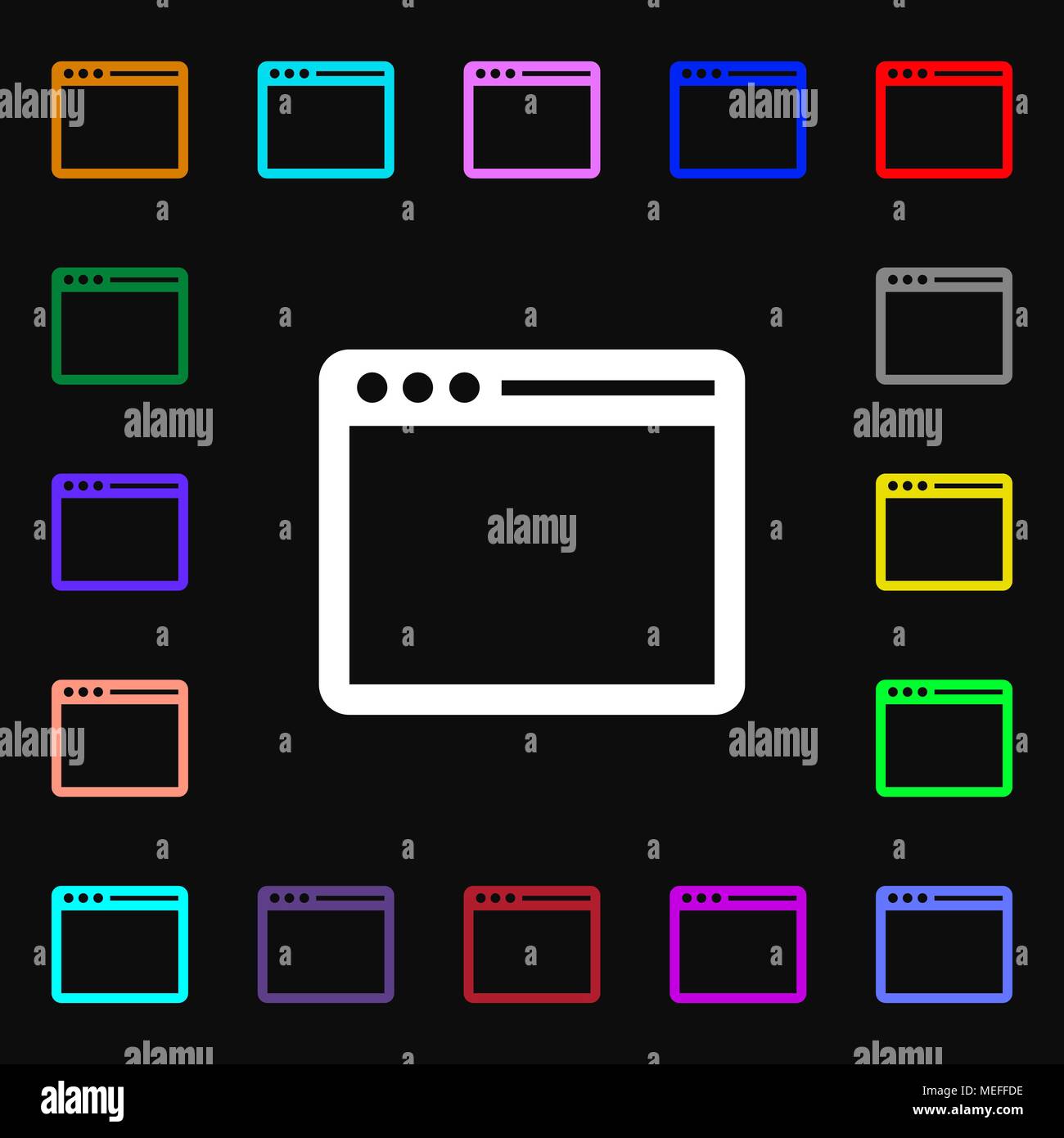 Simple Browser window icon sign. Lots of colorful symbols for your ...