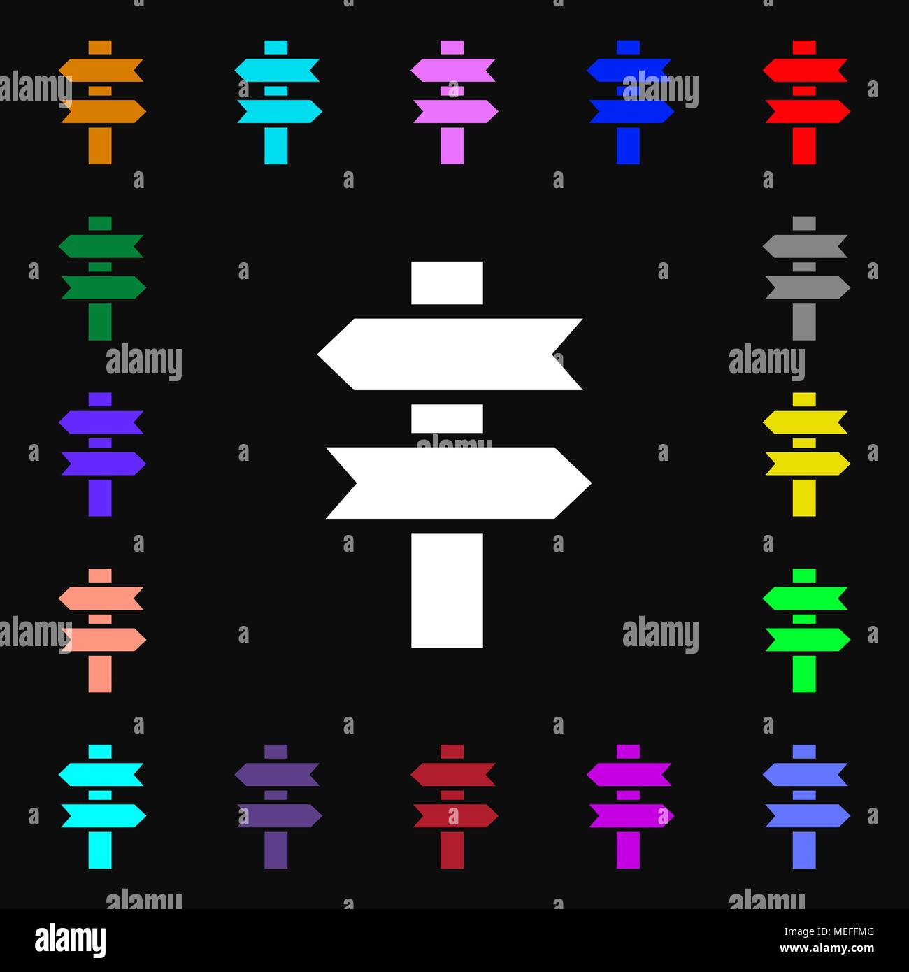line directs icon sign. Lots of colorful symbols for your design ...