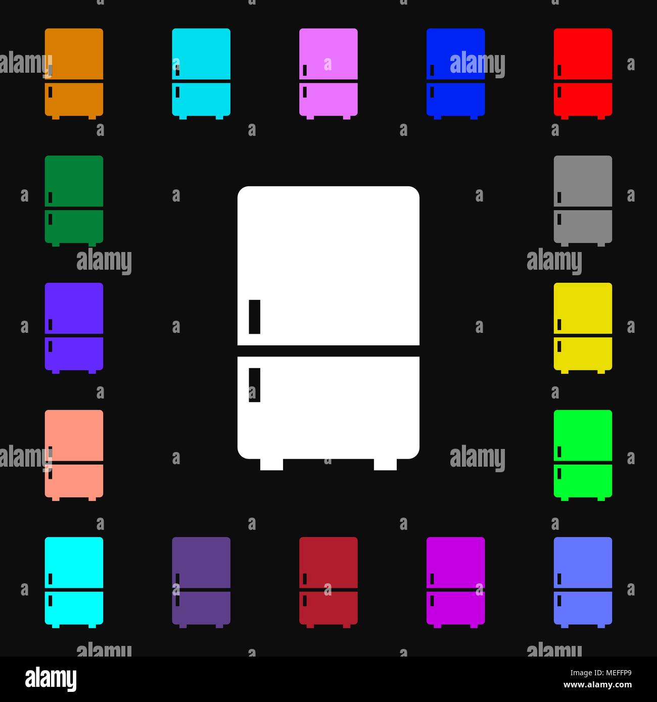 Refrigerator icon sign. Lots of colorful symbols for your design