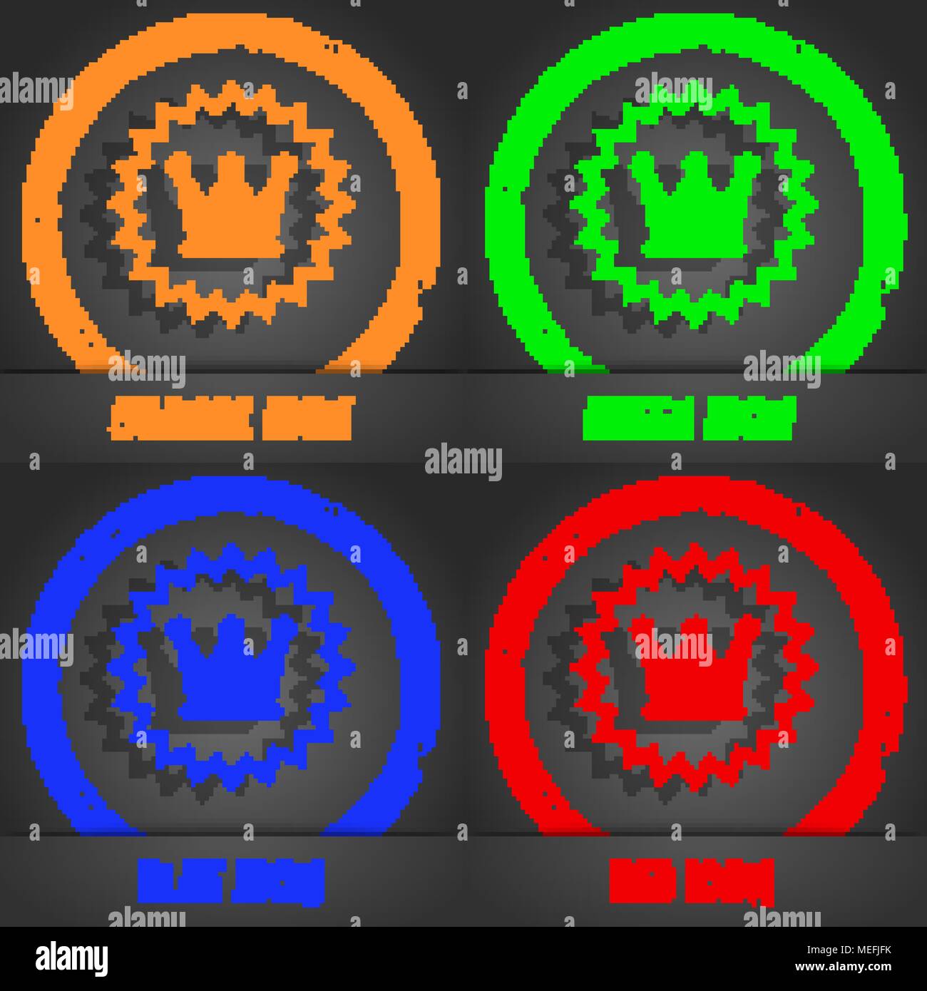 ?rown icon. Fashionable modern style. In the orange, green, blue, red ...