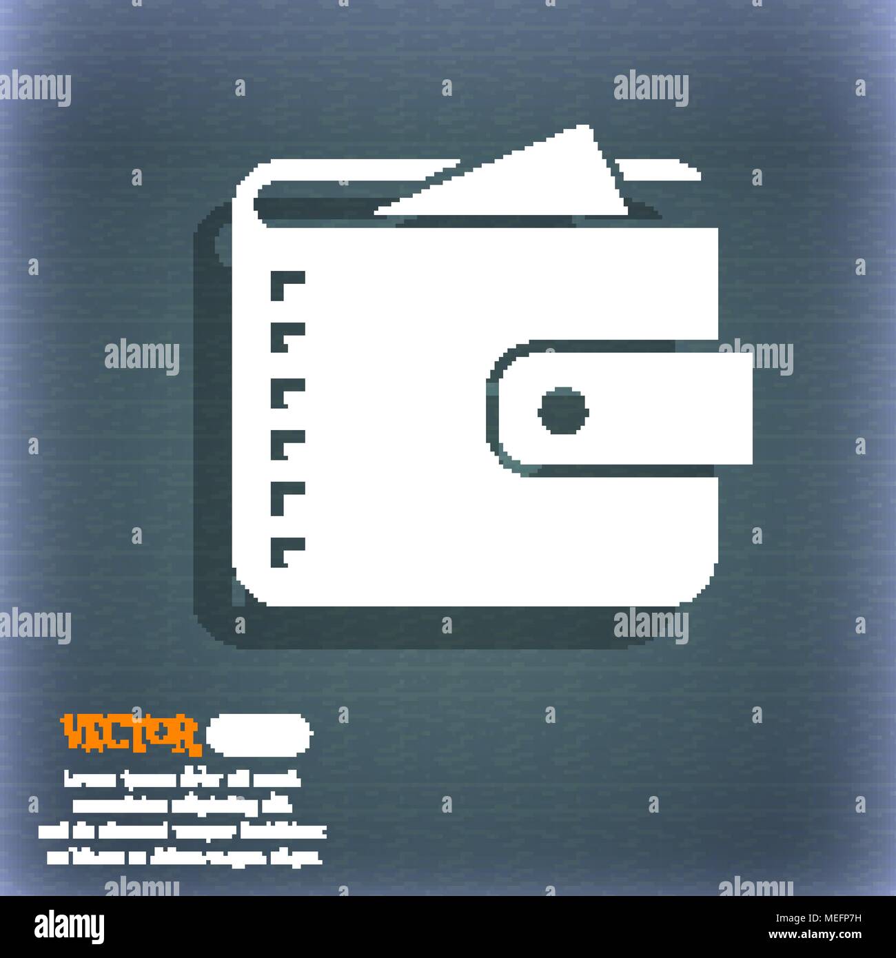 Purse icon. On the blue-green abstract background with shadow and space ...