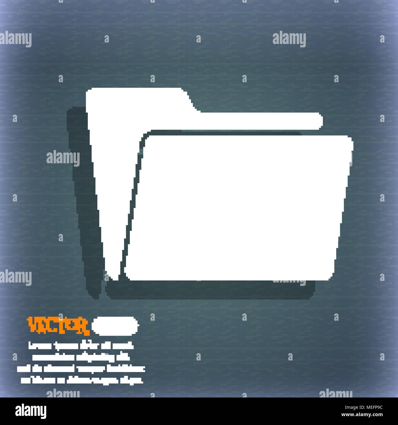 Folder icon. On the blue-green abstract background with shadow and ...