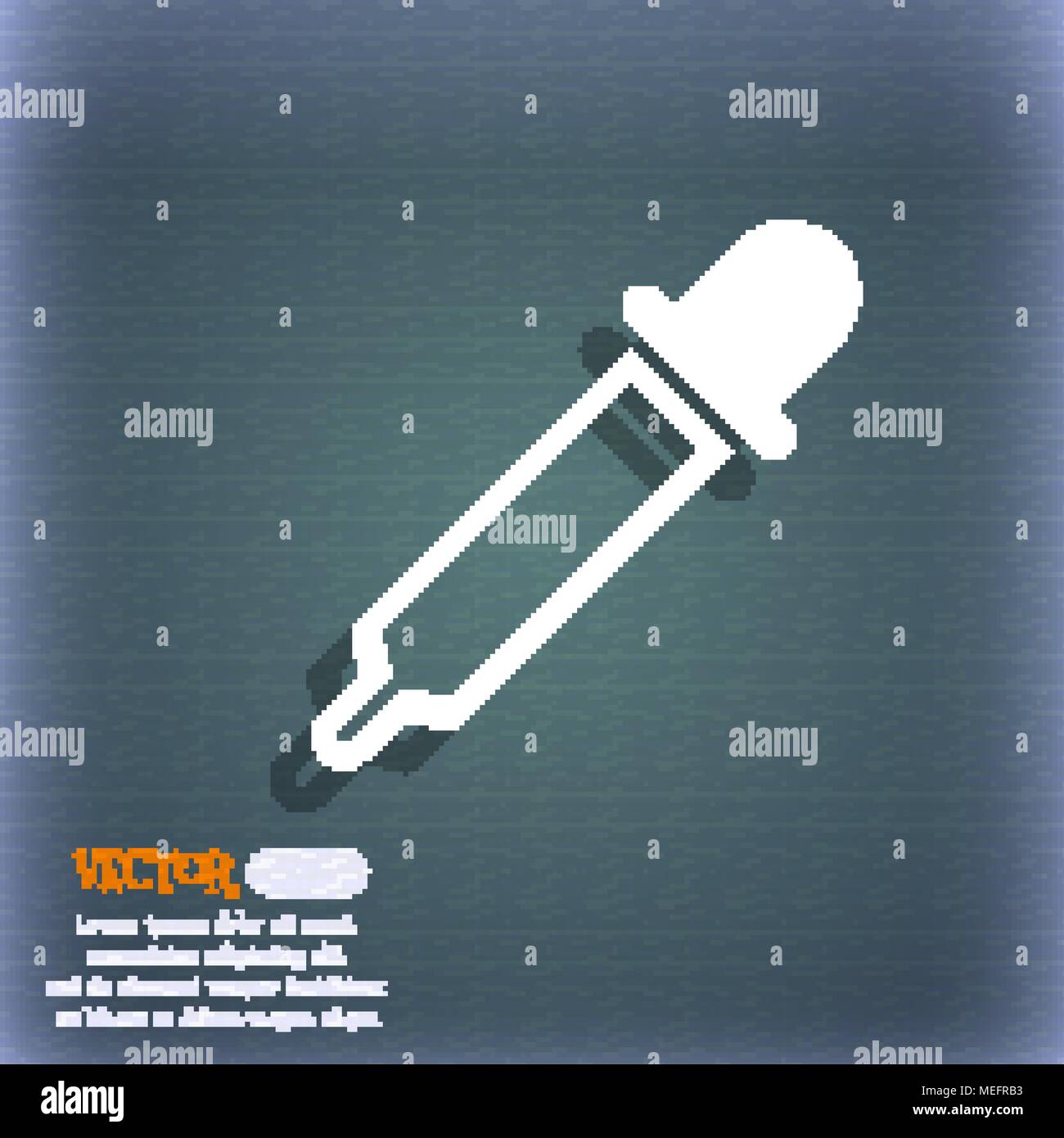 Pipette icon. On the blue-green abstract background with shadow and space for your text. Vector illustration Stock Vector