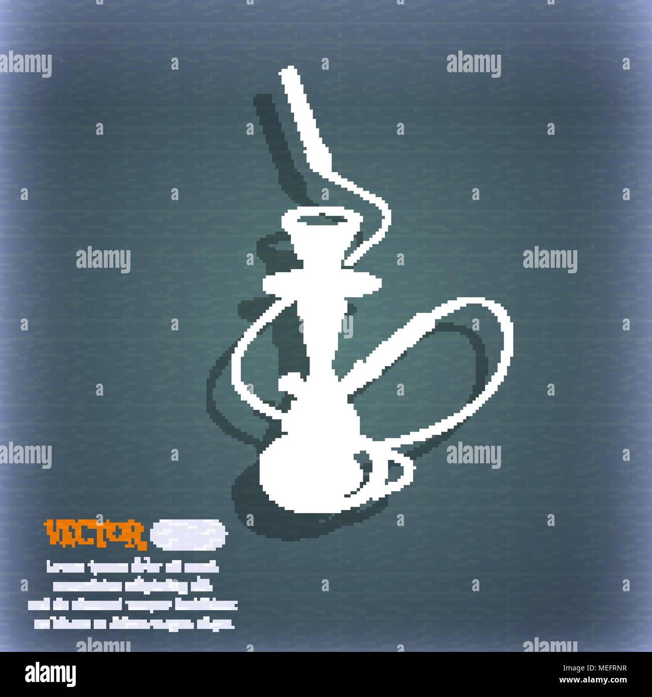 Hookah icon. On the bluegreen abstract background with shadow and space for your text. Vector