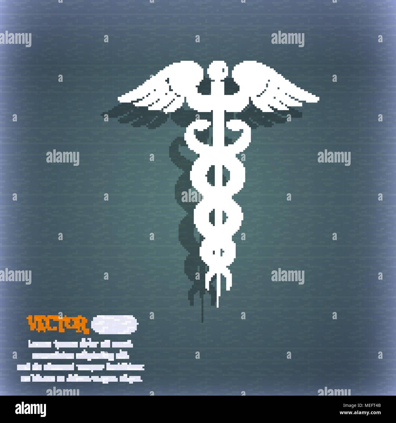 medicine icon. On the blue-green abstract background with shadow and ...