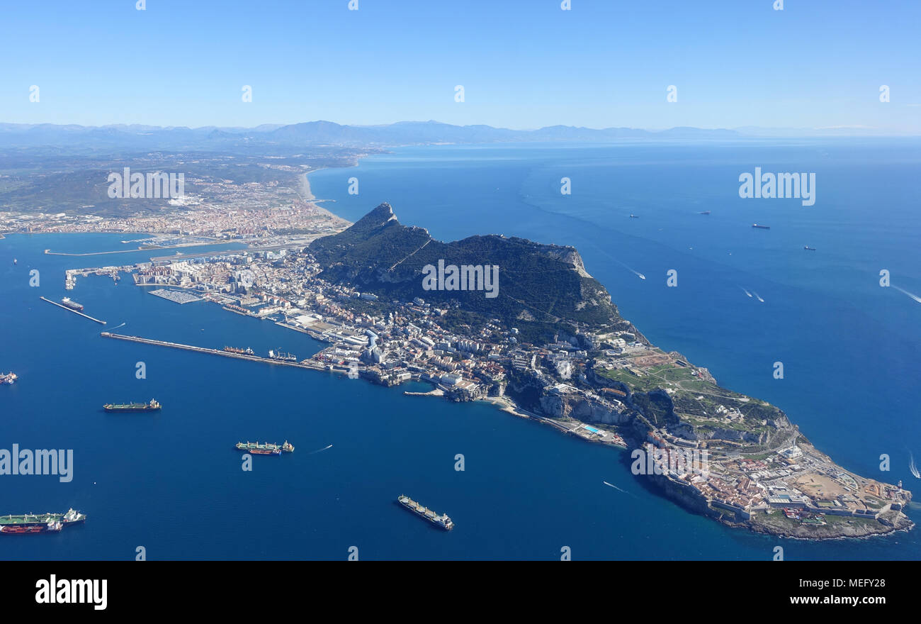 Aerial view of gibraltar Stock Photo