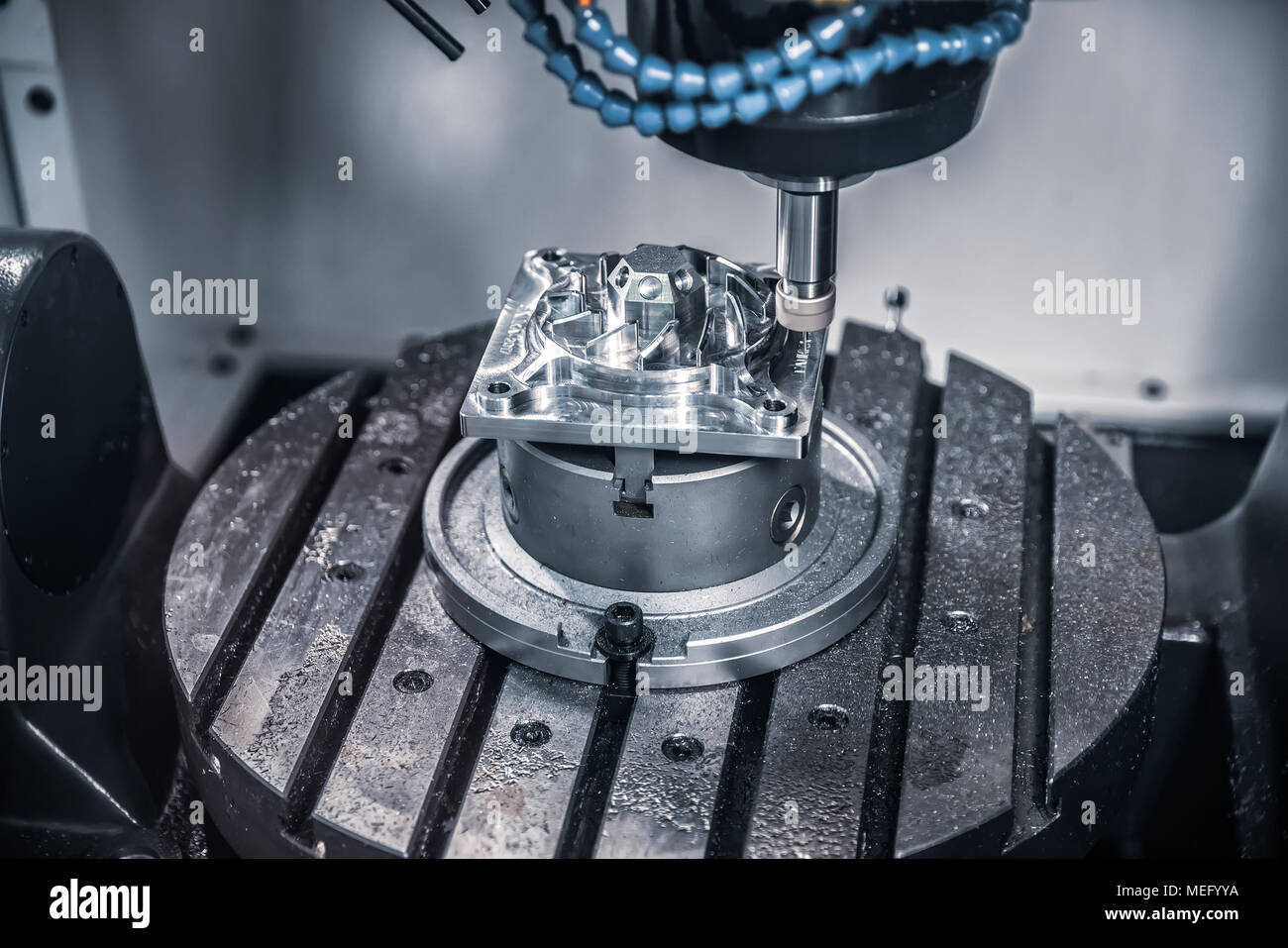 Metalworking CNC milling machine. Cutting metal modern processing