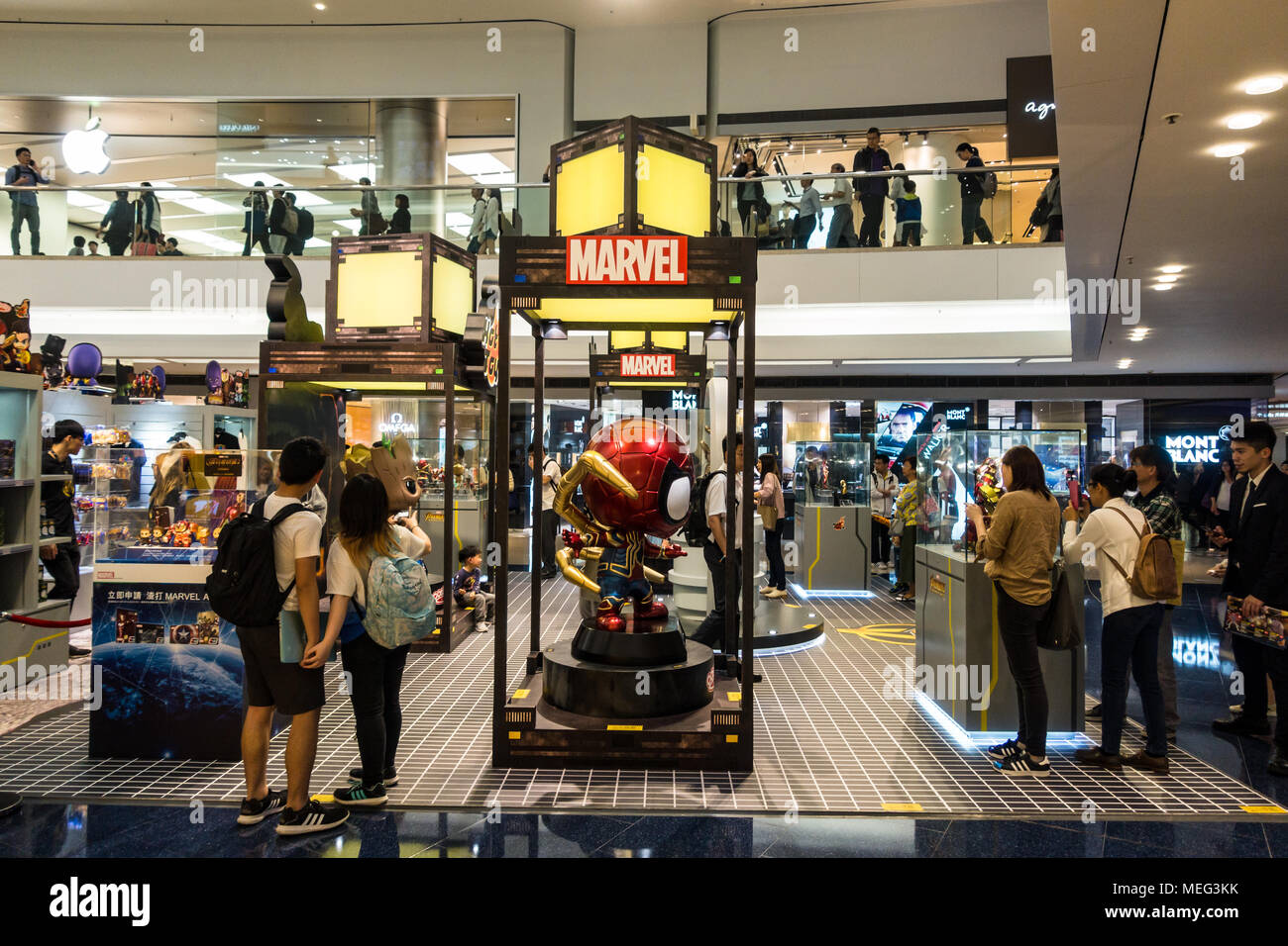 Marvel pop up store at shopping mall (centre) in Hong Kong Stock Photo
