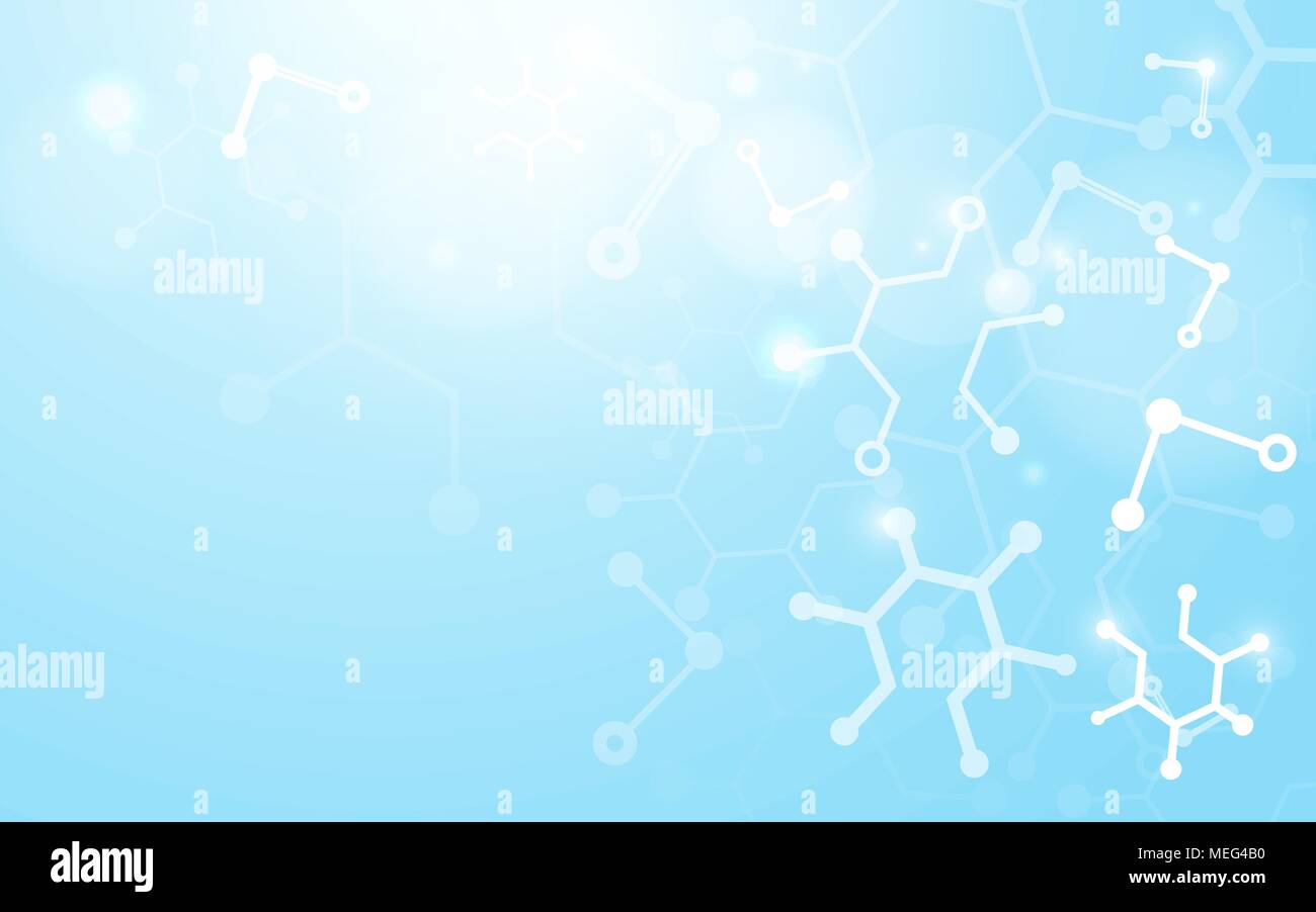 Abstract Science Molecule DNA Model Structure with science concept on soft blue background Stock Vector