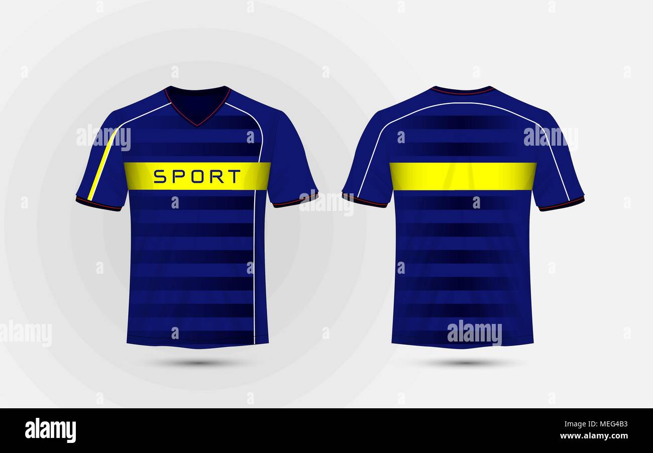 Blue, white and yellow layout football sport t-shirt, kits, jersey, shirt  design template Stock Vector Image & Art - Alamy