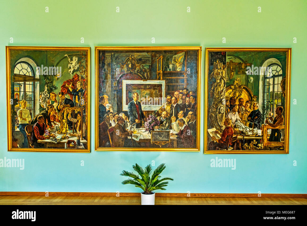 Pictures On The Wall, Catherine Palace, Pushkin, Saint Petersburg, Russia Stock Photo