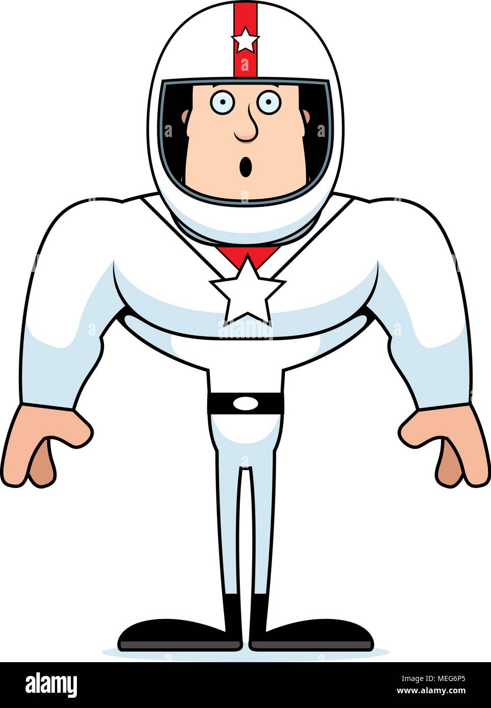 A cartoon race car driver looking surprised. Stock Vector