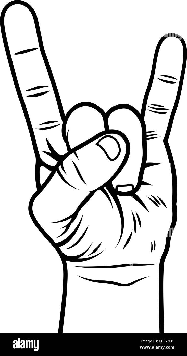 Rock and Roll hand sign. Sign of the horns. Vector Stock Vector