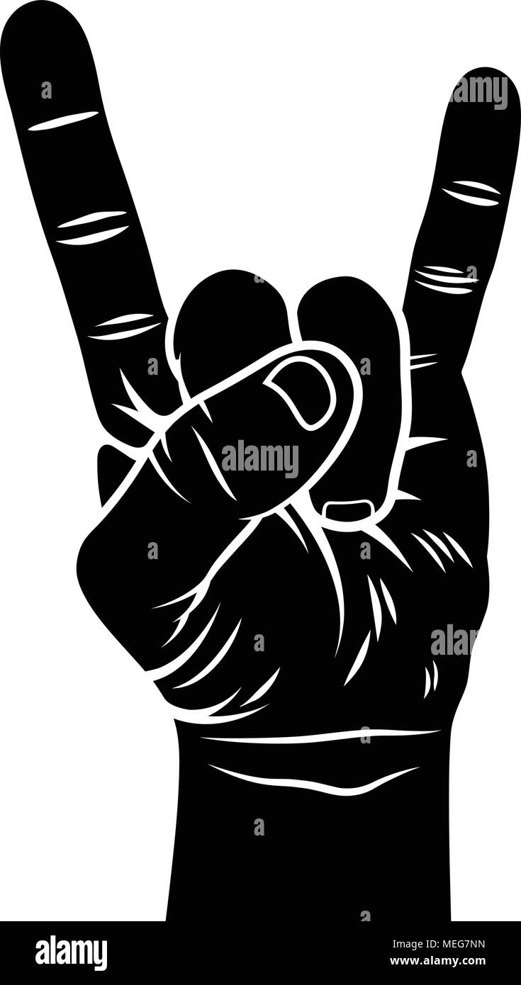 Rock and Roll hand sign. Sign of the horns. Vector Stock Vector