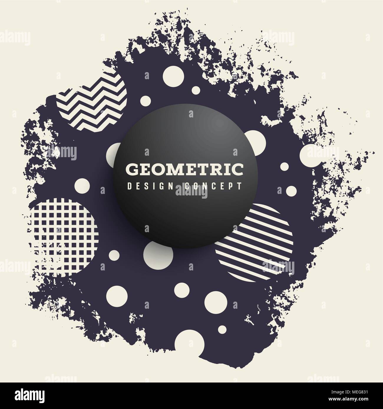Trendy geometric background with a grunge textured element. Vector abstract pattern. Use for flyers, covers, brochures, posters and banners. Flat styl Stock Vector