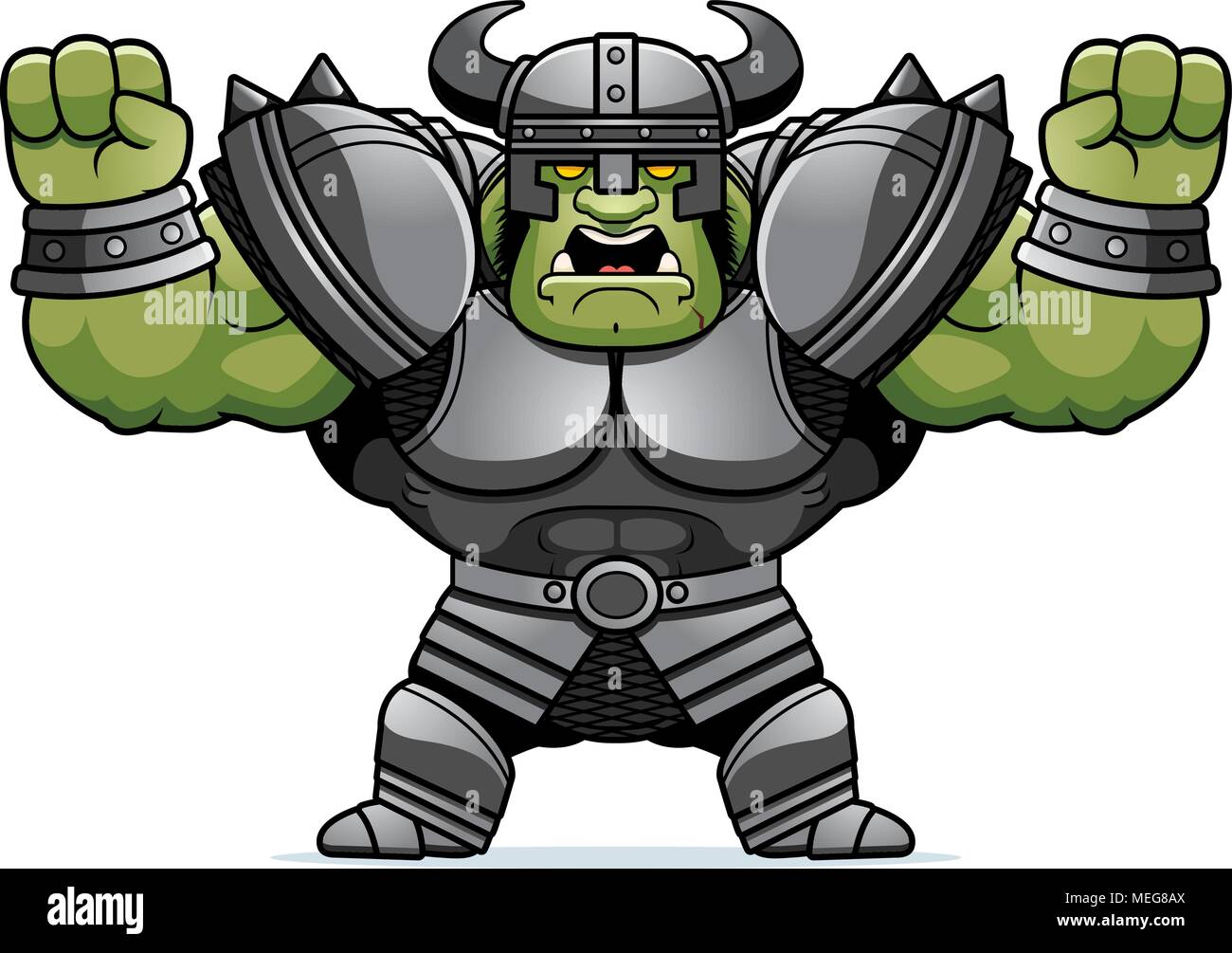 A cartoon illustration of an Orc warrior looking angry Stock Vector ...