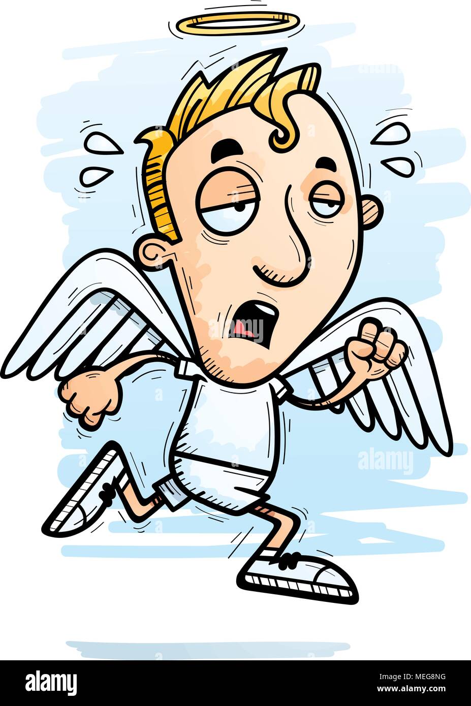 A cartoon illustration of an angel running and looking exhausted Stock  Vector Image & Art - Alamy