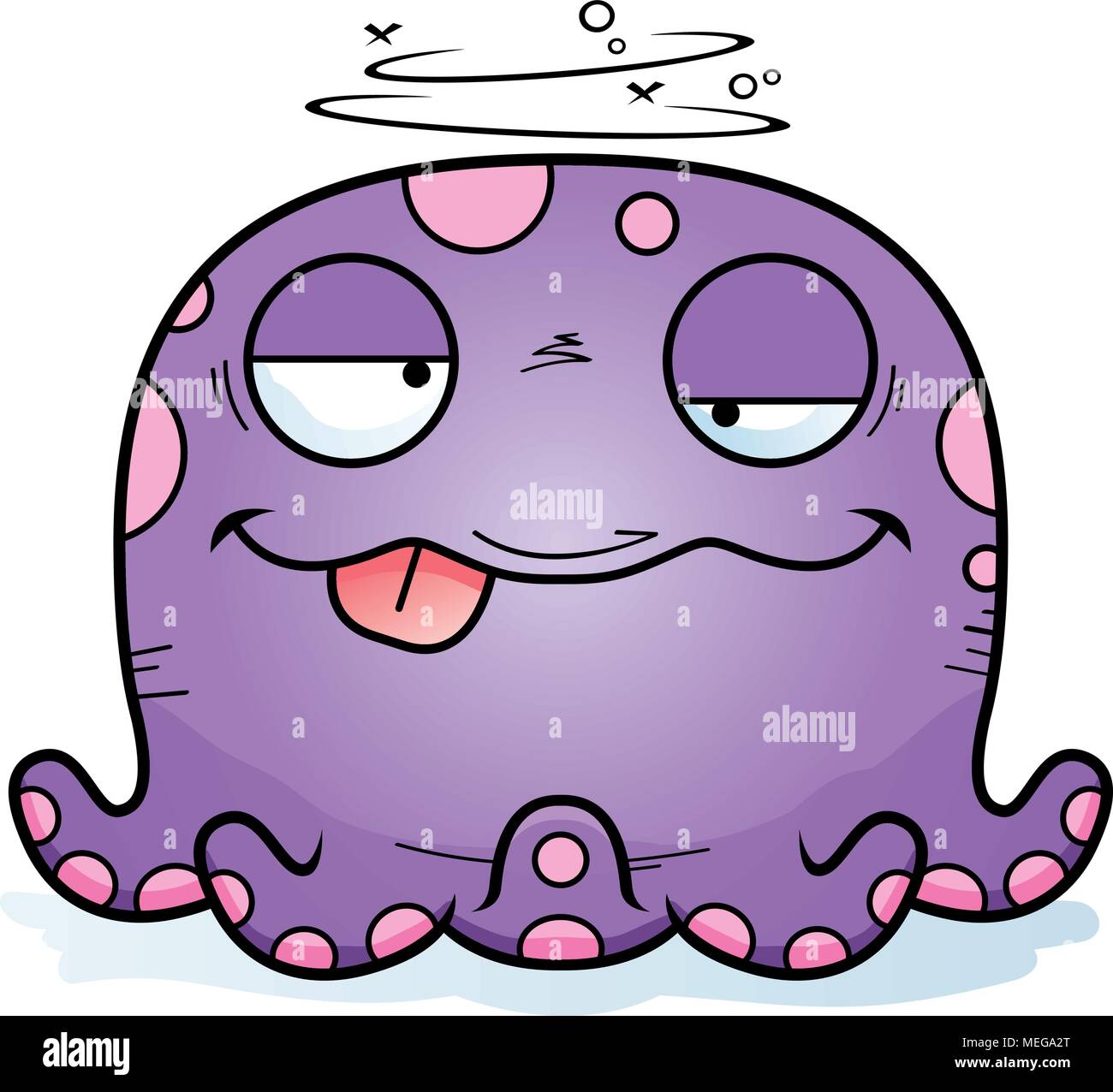 A cartoon illustration of a octopus looking drunk Stock Vector Image ...