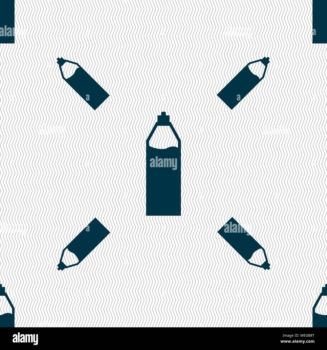 Plastic bottle with drink icon sign. Seamless pattern with geometric texture. Vector illustration Stock Vector