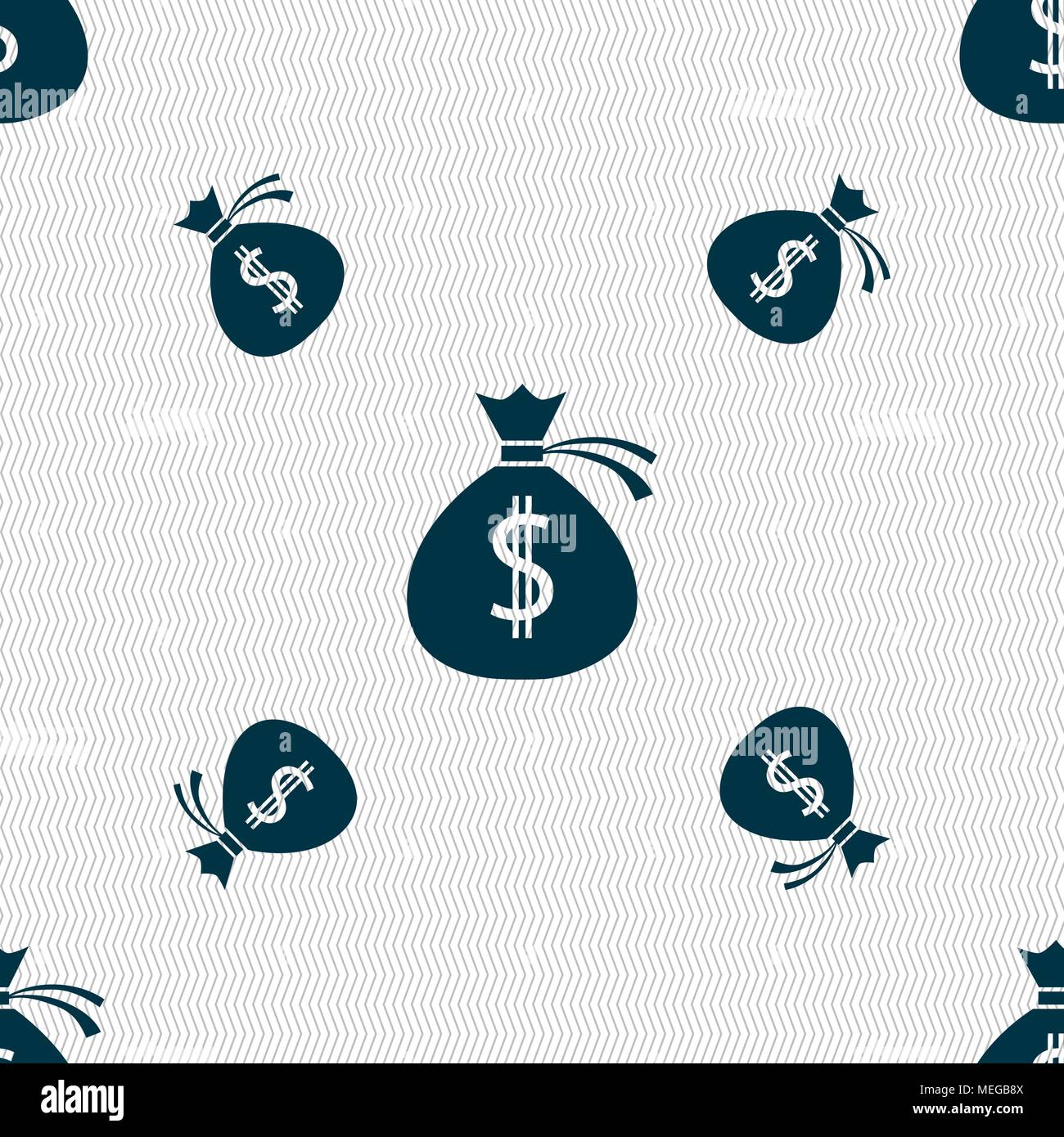 Money bag icon sign. Seamless pattern with geometric texture. Vector ...