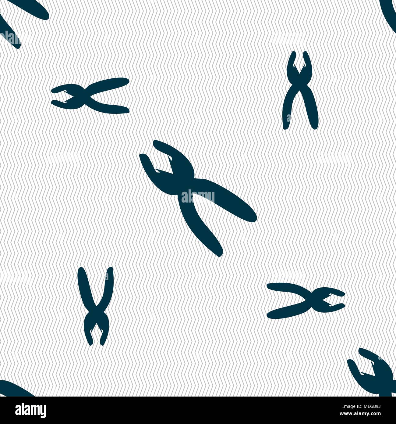pliers icon sign. Seamless pattern with geometric texture. Vector illustration Stock Vector