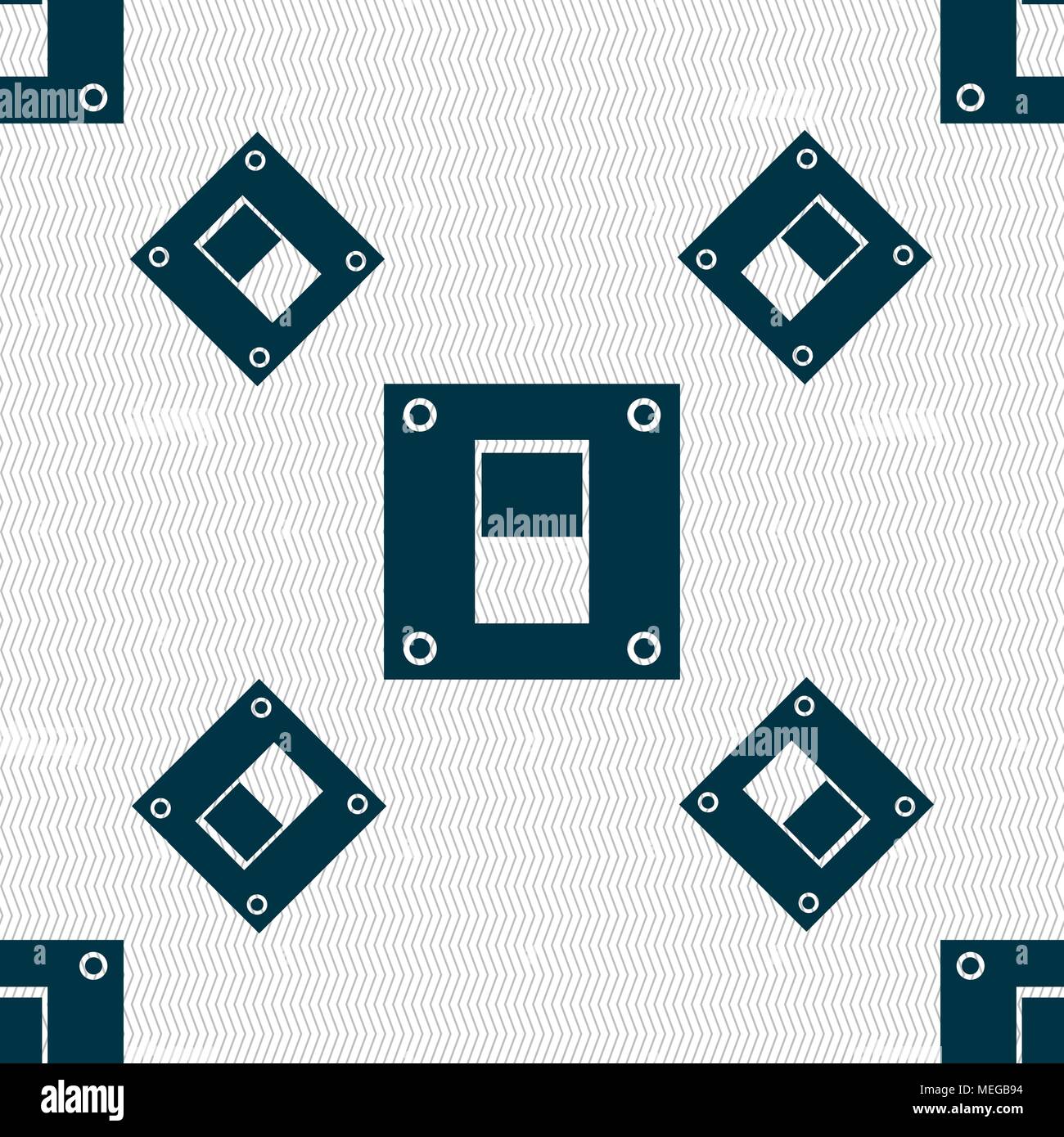 Power switch icon sign. Seamless pattern with geometric texture. Vector illustration Stock Vector