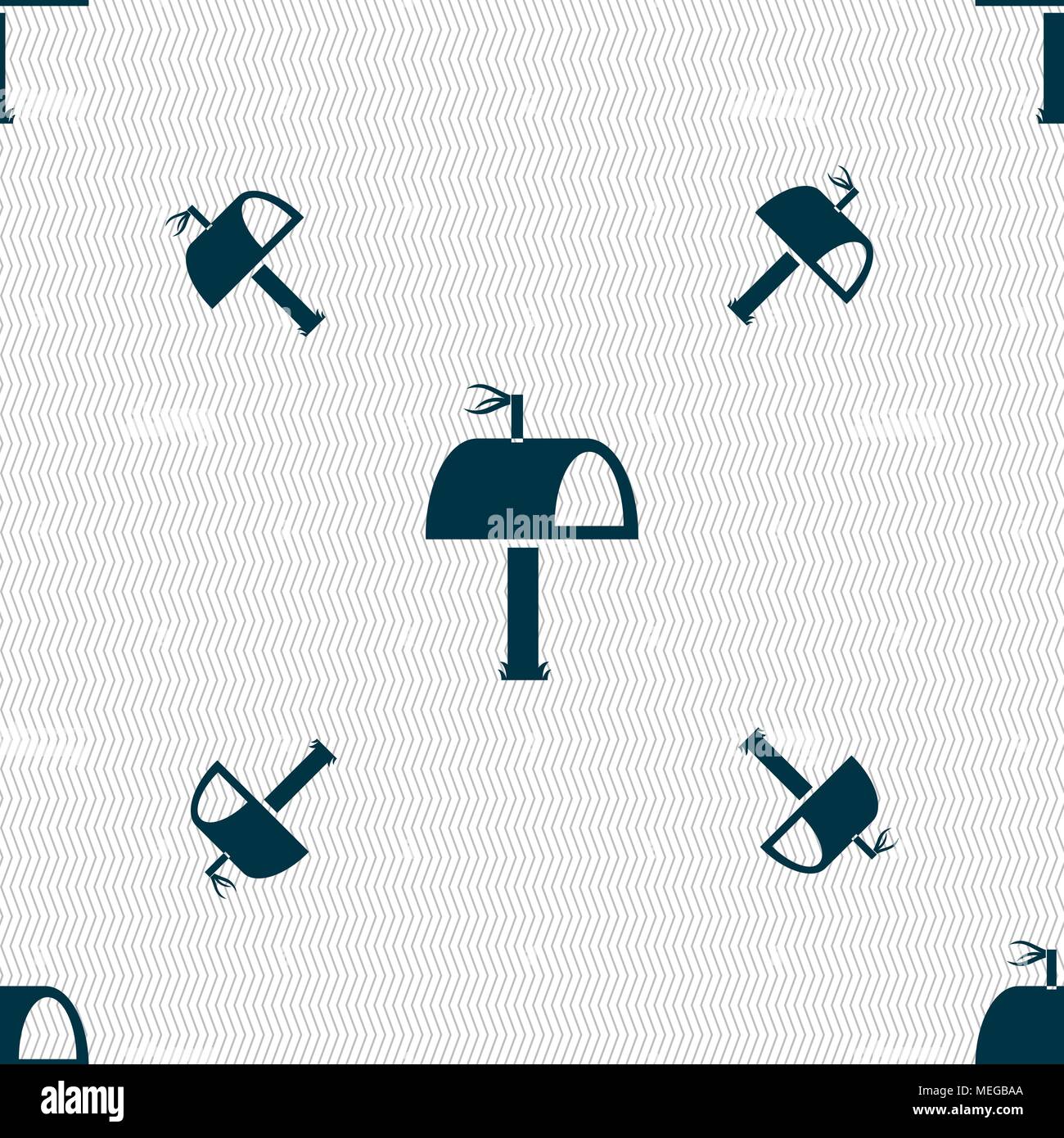 Mailbox icon sign. Seamless pattern with geometric texture. Vector illustration Stock Vector